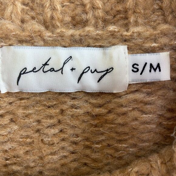 Petal + Pup Pullover Mock Neck Sweater Golden Tan Size S/M - Picture 2 of 7